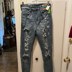Aeropostale Blue Distressed Super High Rise Ankle Jegging